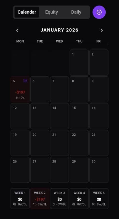 PnL Calendar Mobile